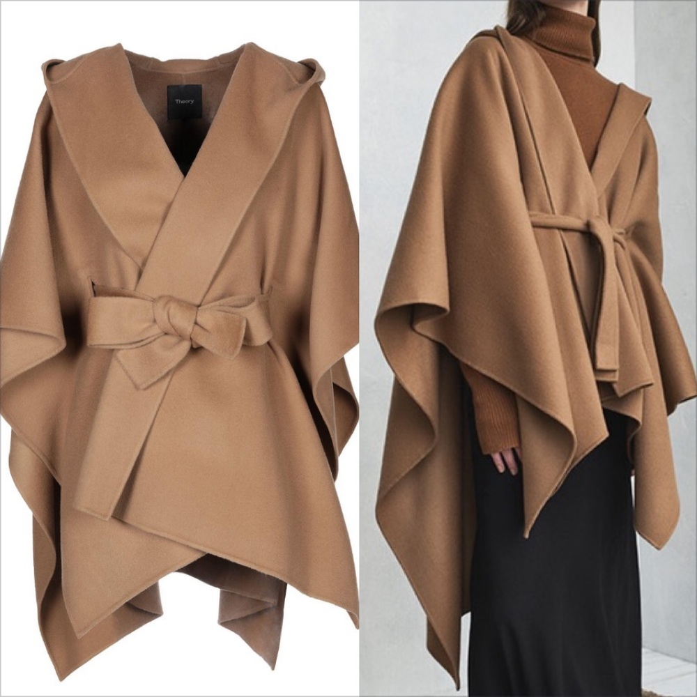 SOLD⛔️ Theory Hooded New Divide Wool Cashmere Poncho Cape Coat